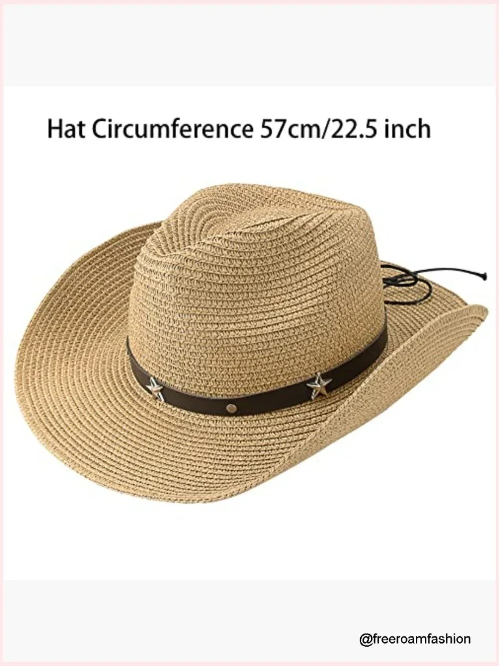 Straw Cowboy Hat Wide Brim Summer Sun Hat Cowgirl Western